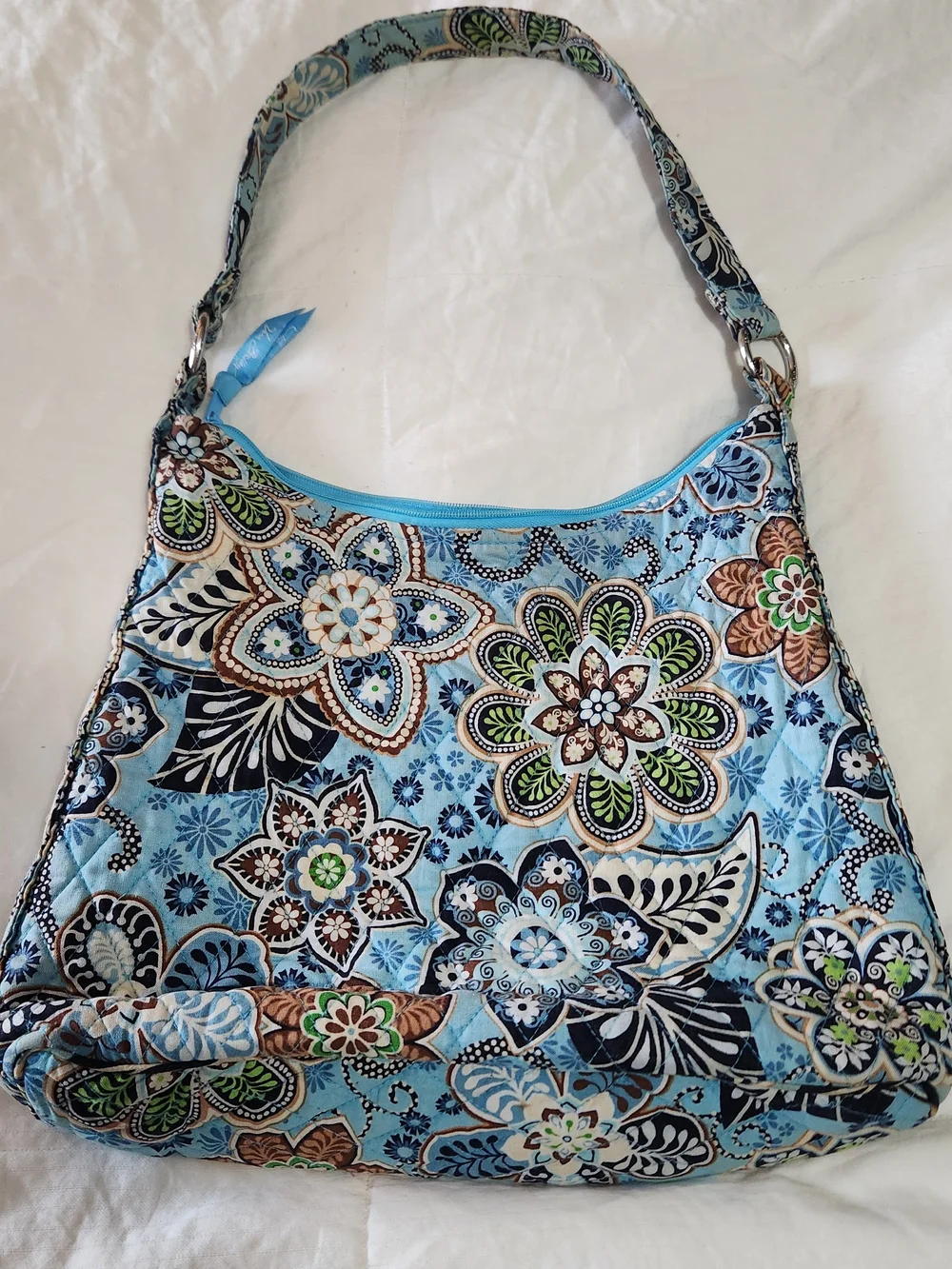 Vera Bradley Light Blue Floral Quilted Shoulder Bag